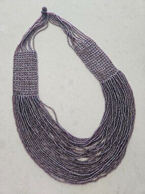 Himalayan Gems Potay Lattice Work Beaded Waterfall Necklace - Amethyst - 22 inch